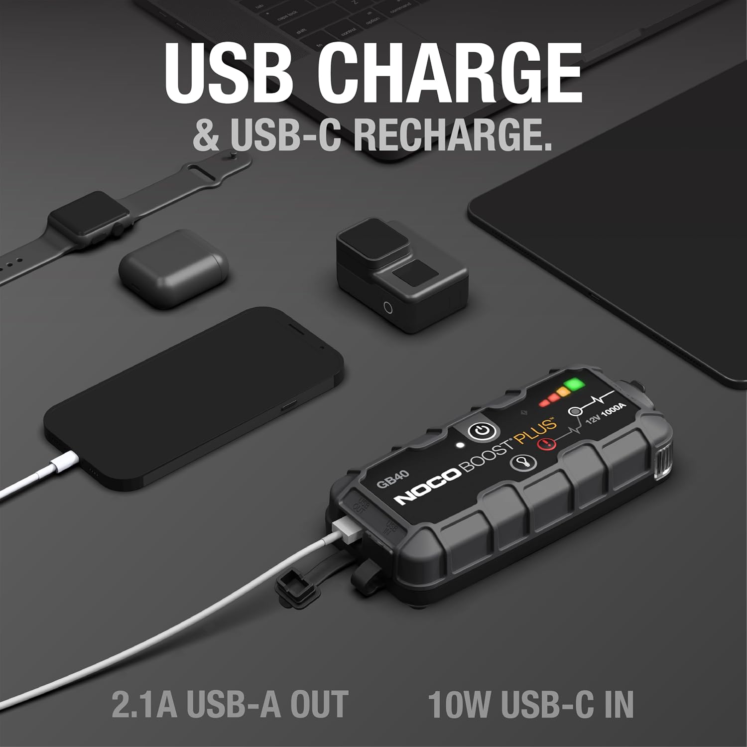 NOCO Boost Plus GB40 1000A 12V UltraSafe Lityum Akü Takviye Cihazı - Açı 4