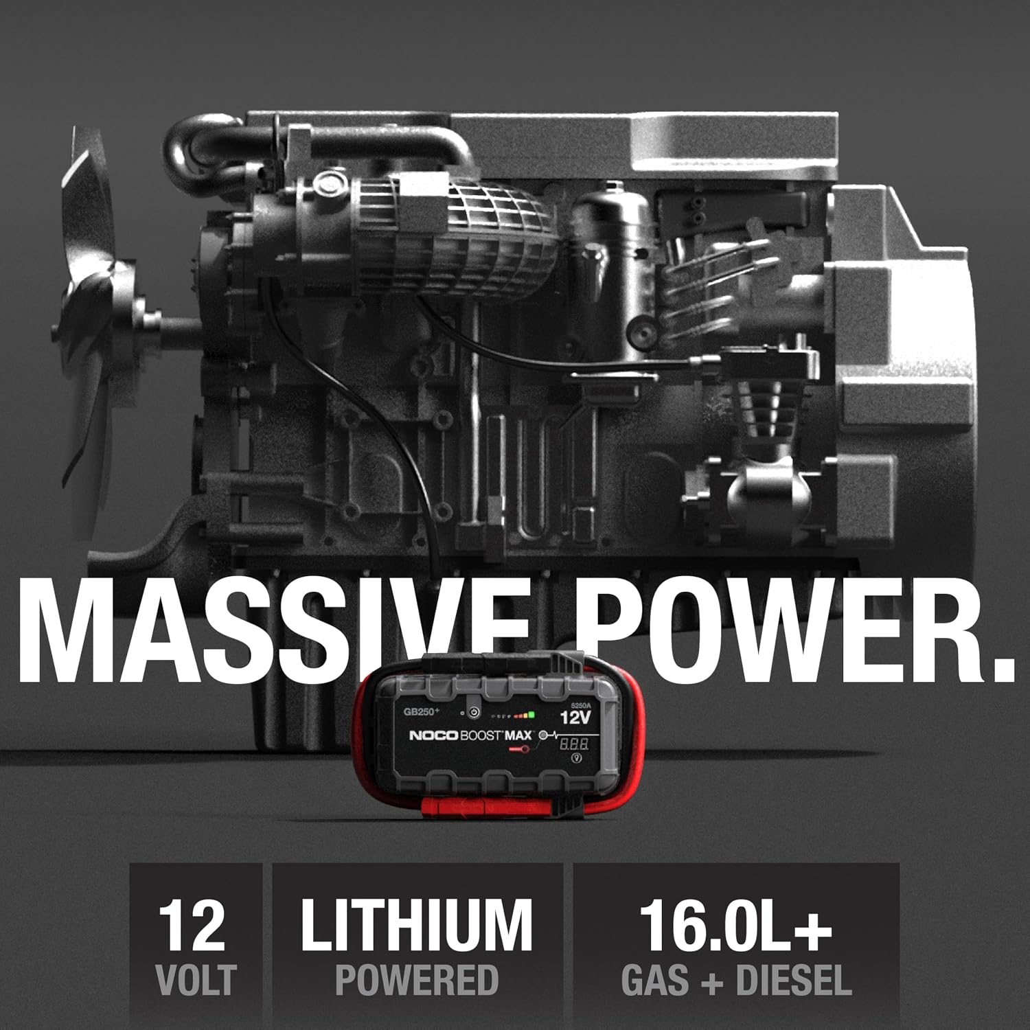 NOCO Boost Max GB250+ 5250A 12V UltraSafe Ağır Vasıta (Tır, Kamyon, İş Makinesi) Lityum Akü Takviye Cihazı - Açı 3