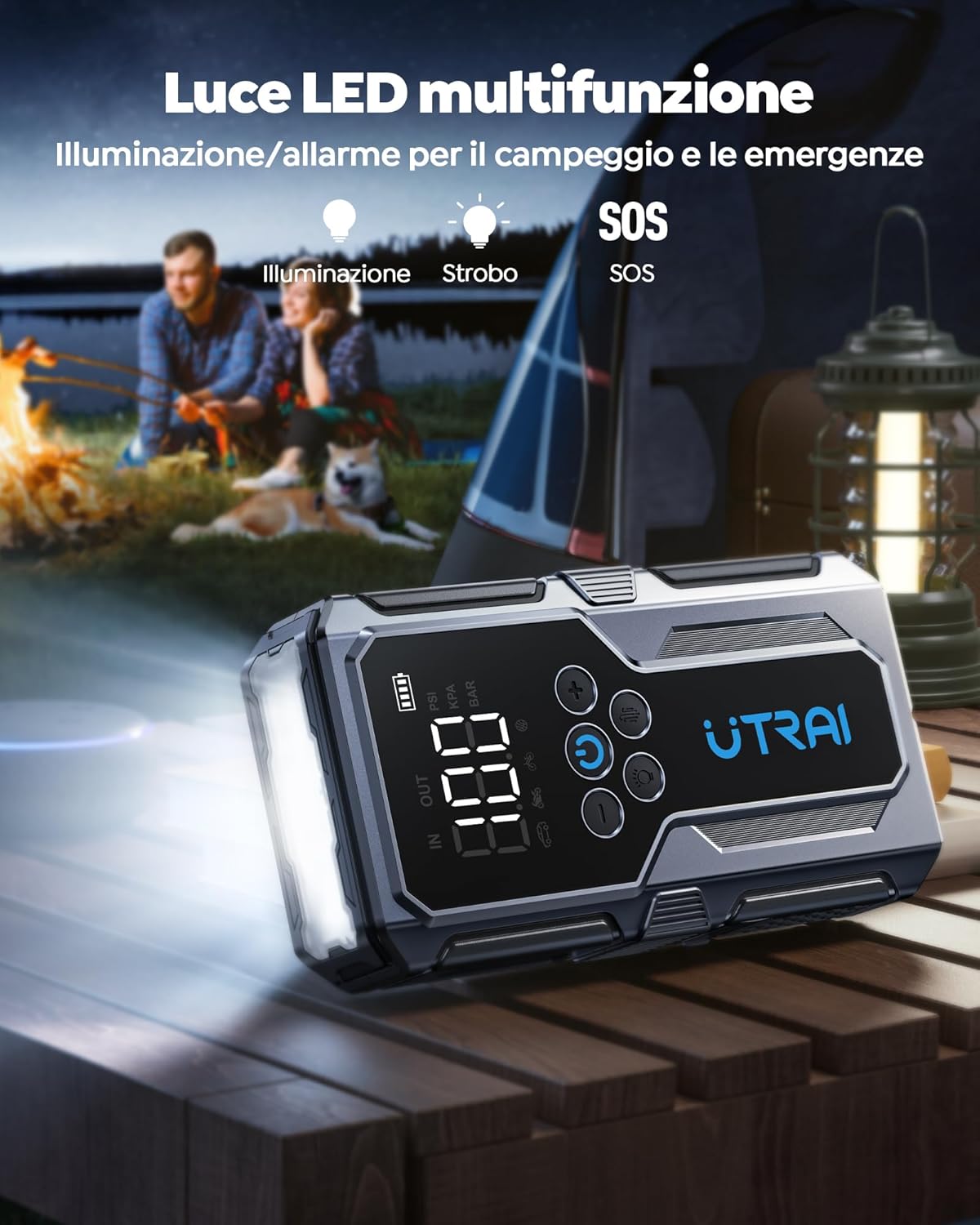 UTRAI Jstar JS9 1500A 150 PSI Dijital Kompresörlü 4-in-1 Taşınabilir Akü Takviye Kiti - Açı 4