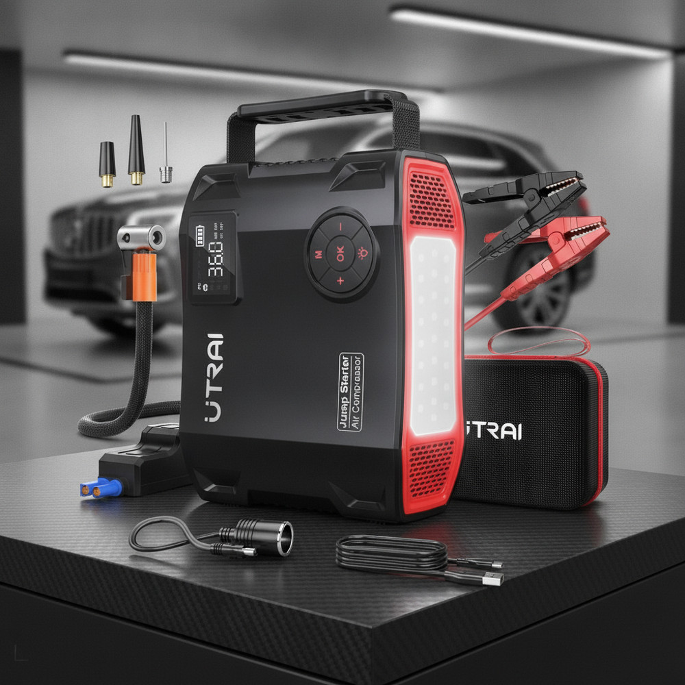 UTRAI Jstar 5 24000mAh 2000A + 150 PSI Lastik Şişirme Kompresörlü Akü Takviye Cihazı